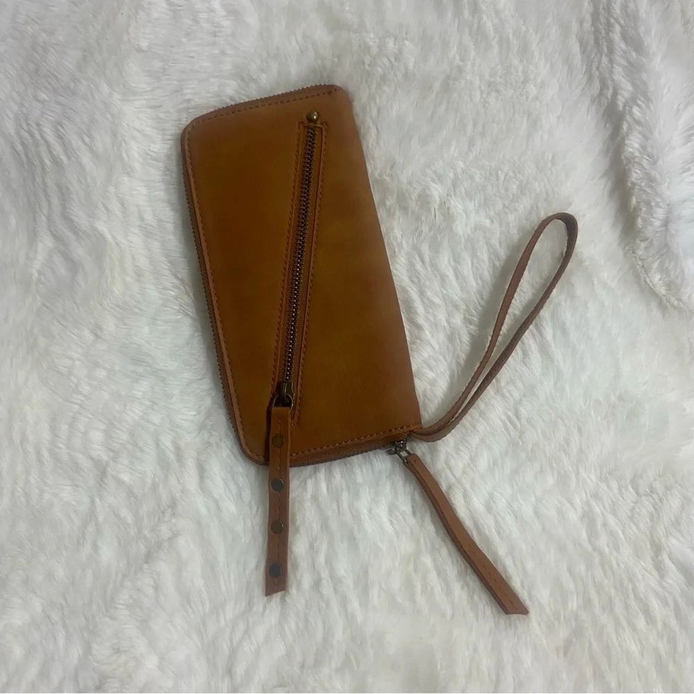 Free People Brown Vegan Leather Wristlet